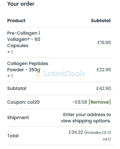 Screenshot of the Supplement Place discount code working