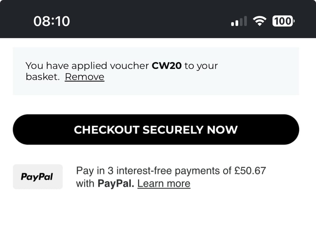 Screenshot of the Monterrain discount code working