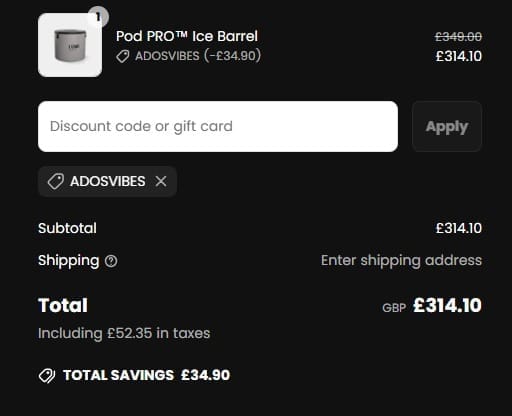 Screenshot of the Lumi Therapy discount code working