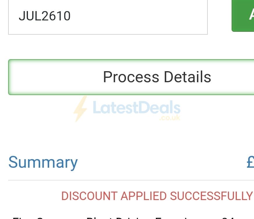 Screenshot of the Trackdays discount code working