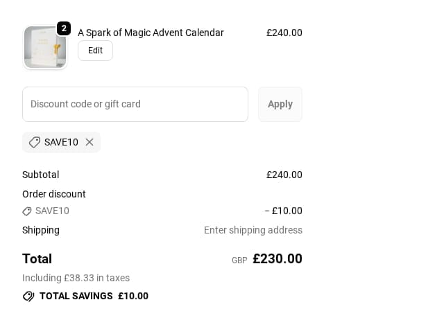 Screenshot of the Zoeva discount code working