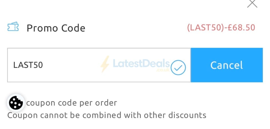 Screenshot of the Firmoo discount code working
