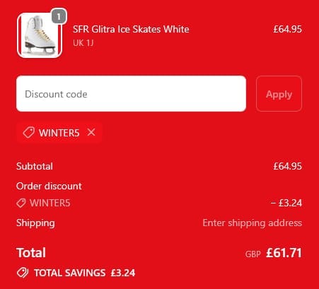 Screenshot of the Ripped Knees discount code working