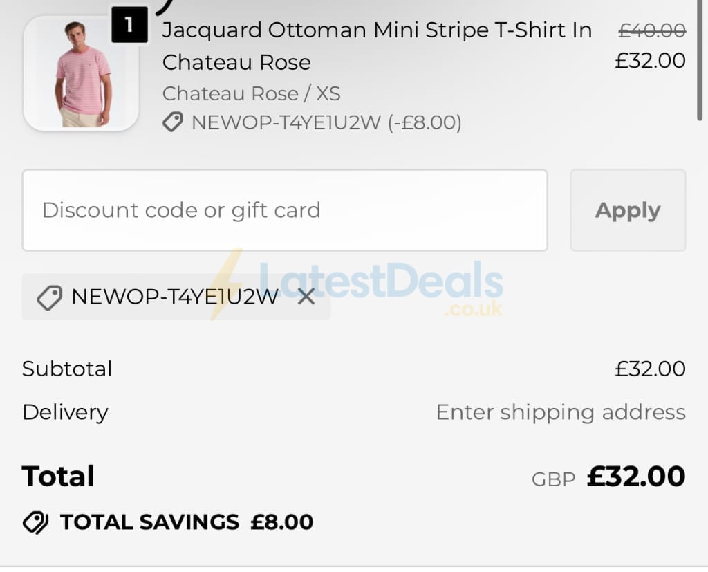 Screenshot of the Original Penguin discount code working