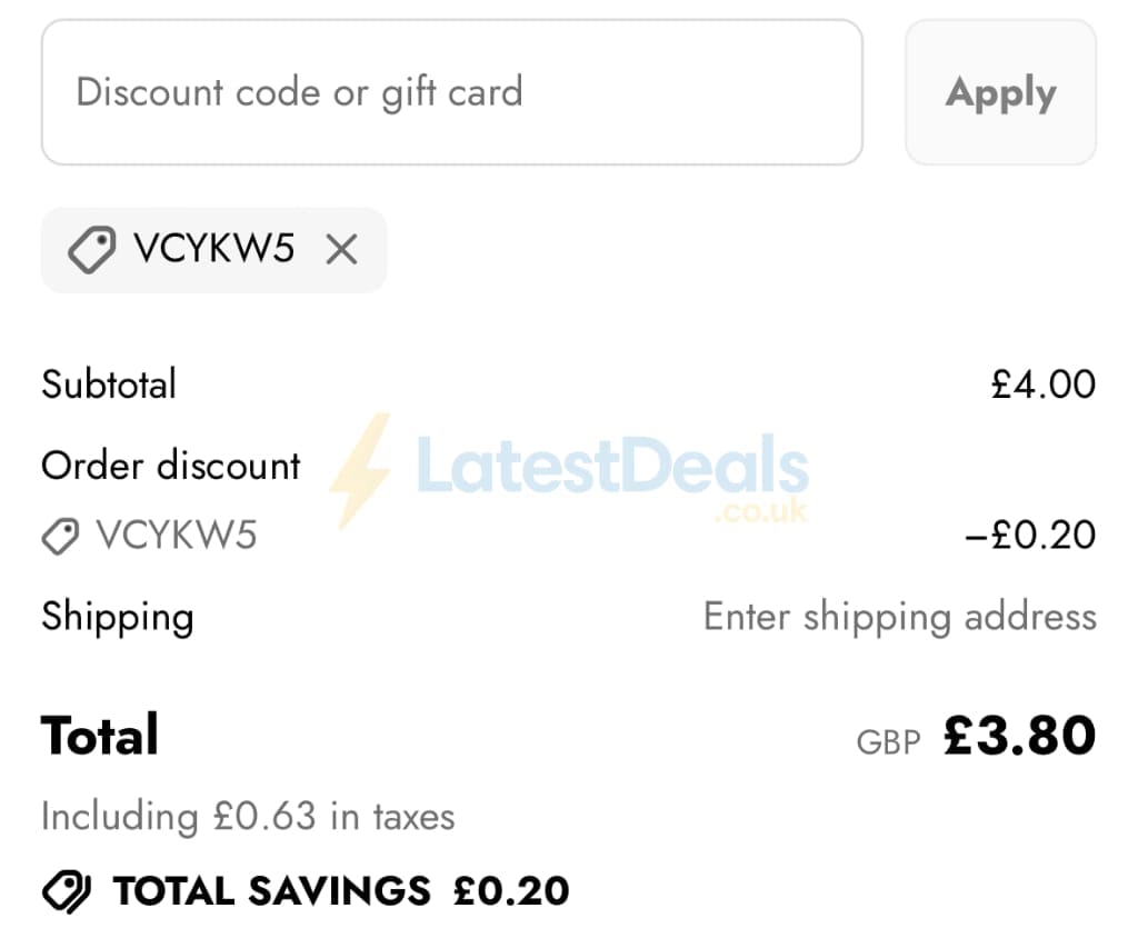 Screenshot of the You Know Who's discount code working