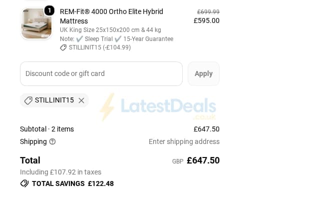 Screenshot of the Rem-fit discount code working