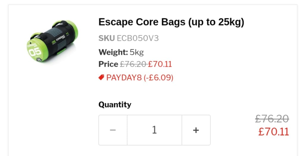 Screenshot of the Best Gym Equipment discount code working