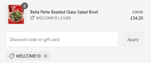 Screenshot of the Dibor discount code working