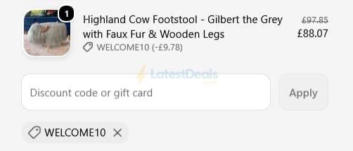 Screenshot of the Red Candy discount code working