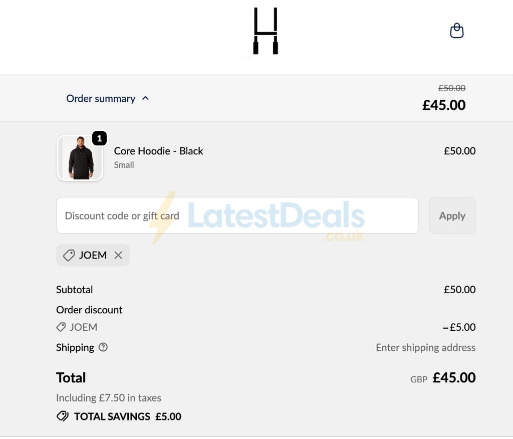 Screenshot of the LooseHeadz discount code working