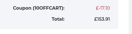 Screenshot of the Raw Powders discount code working