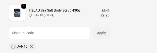 Screenshot of the The Somerset Toiletry Co discount code working