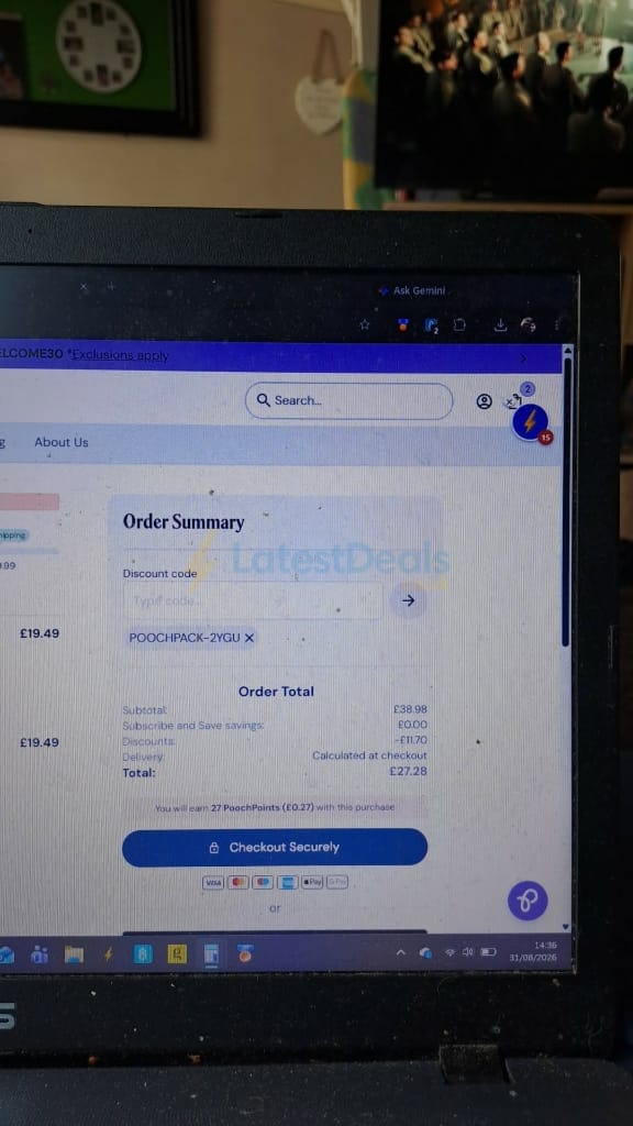 Screenshot of the Pooch & Mutt discount code working