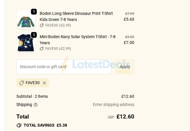 Screenshot of the Newlife the Charity discount code working