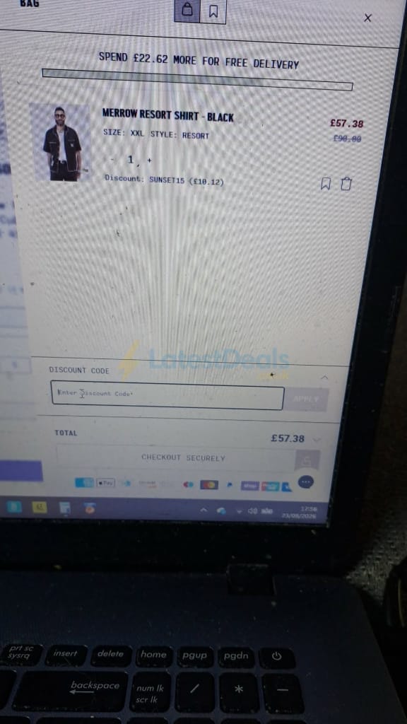 Screenshot of the P&Co discount code working