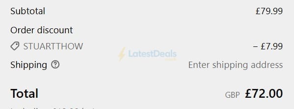 Screenshot of the Subzero discount code working