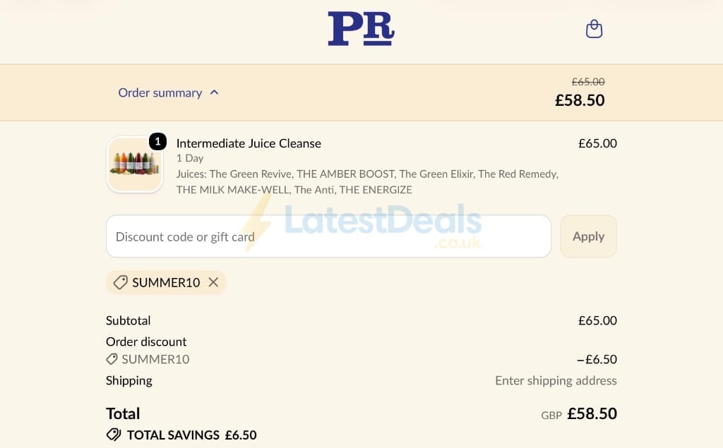 Screenshot of the Presscription discount code working