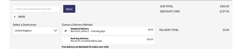 Screenshot of the Trilogy discount code working