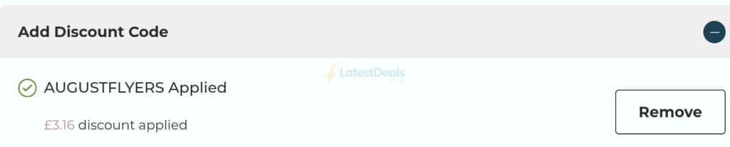 Screenshot of the Tradeprint discount code working