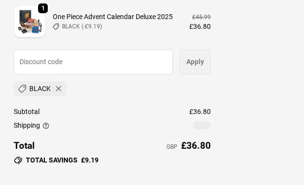 Screenshot of the Pop In A Box discount code working