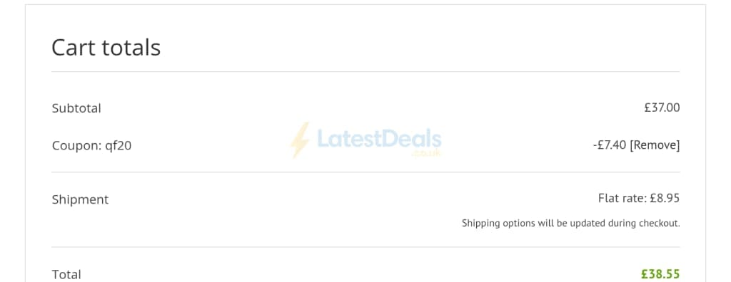 Screenshot of the SoccerLord discount code working