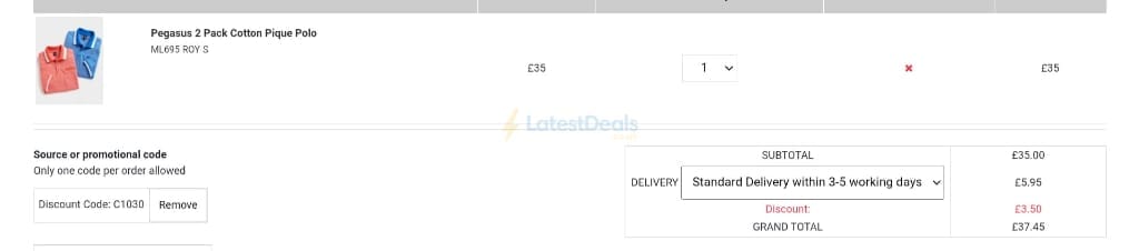 Screenshot of the Chums discount code working