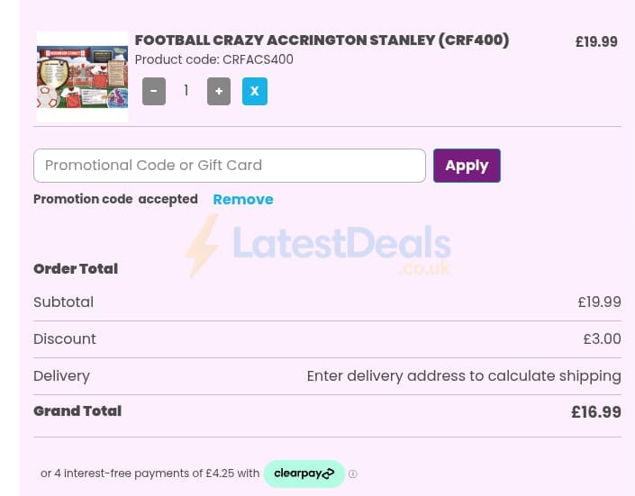 Screenshot of the Happy Puzzle discount code working