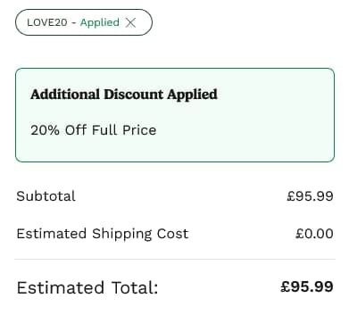 Screenshot of the Cuisinart discount code working