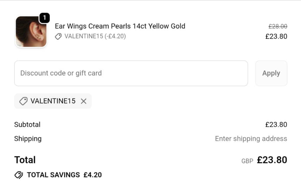 Screenshot of the Potter & Mooch discount code working