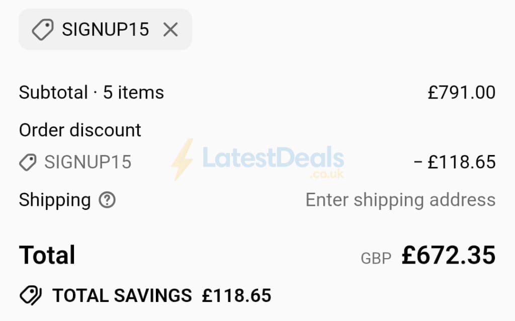 Screenshot of the Prya discount code working