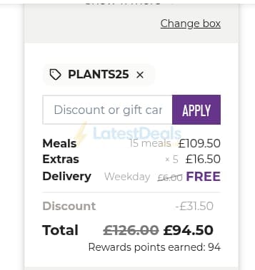 Screenshot of the Planty discount code working