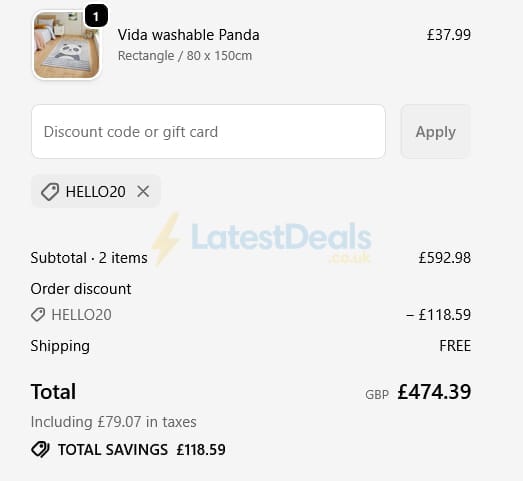 Screenshot of the Woven discount code working