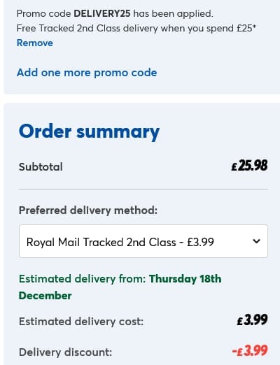 Screenshot of the cardfactory discount code working