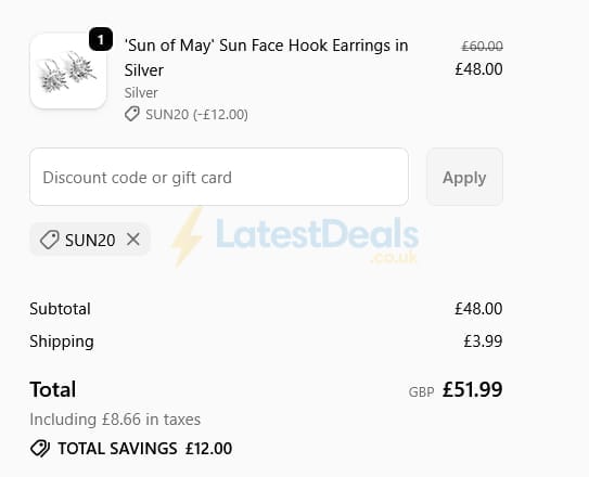 Screenshot of the Henryka discount code working