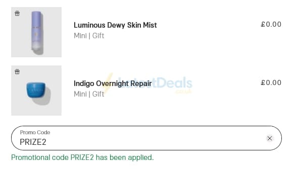 Screenshot of the Tatcha discount code working