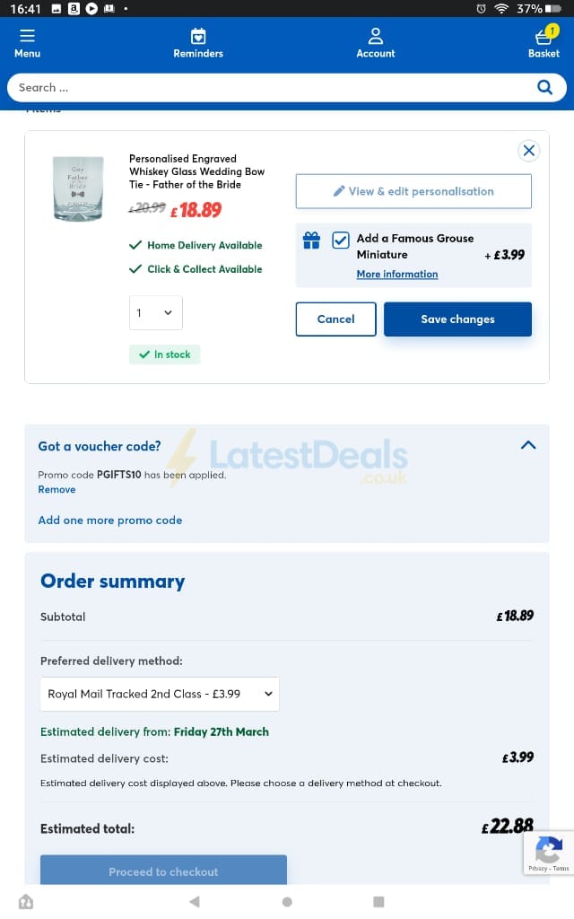 Screenshot of the cardfactory discount code working