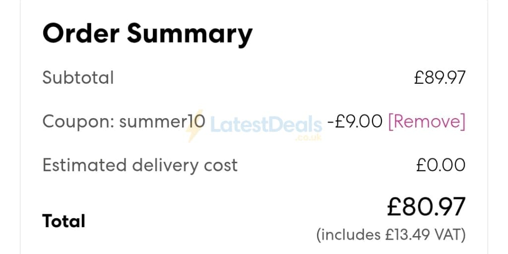 Screenshot of the Medela discount code working