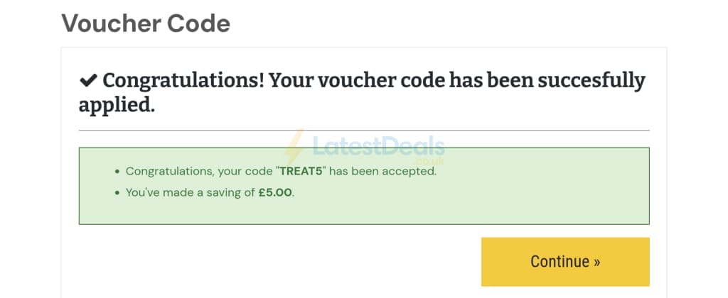 Screenshot of the Hampergifts discount code working