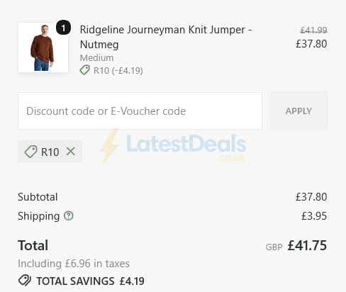 Screenshot of the John Norris discount code working