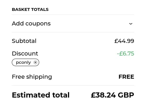 Screenshot of the Pet Rebellion discount code working