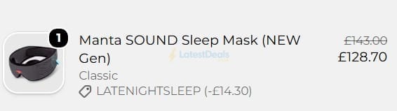 Screenshot of the Manta Sleep discount code working