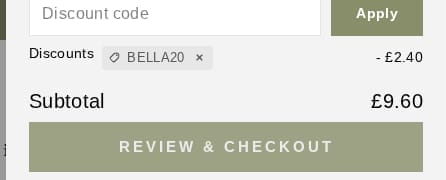 Screenshot of the Dibor discount code working