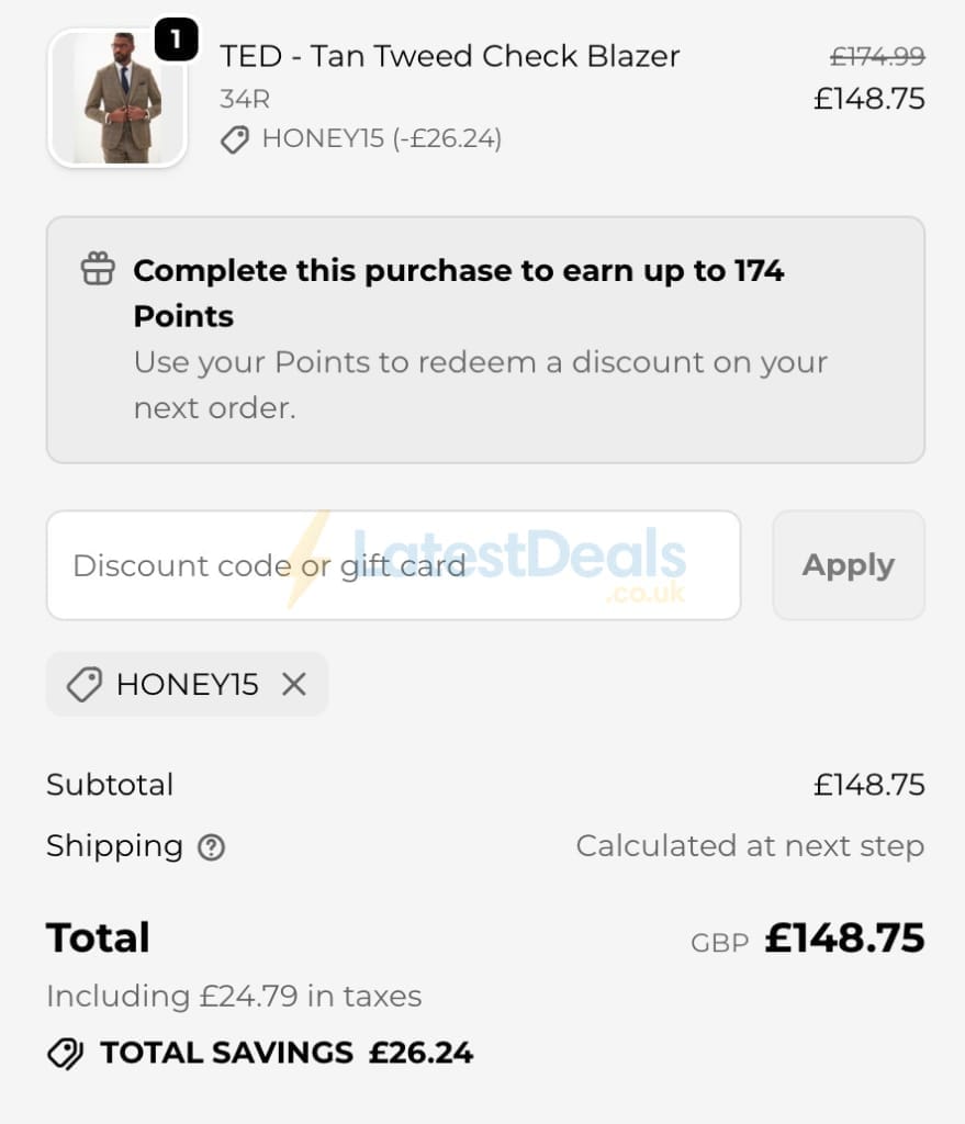 Screenshot of the Marc Darcy discount code working