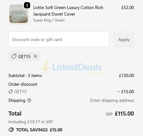 Screenshot of the Julian Charles discount code working