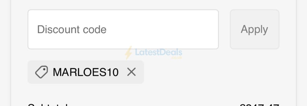 Screenshot of the Horze discount code working