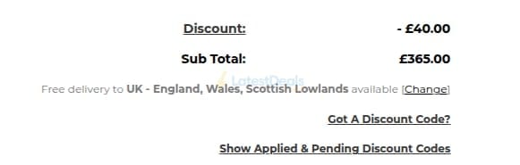 Screenshot of the Castlegate Lights discount code working