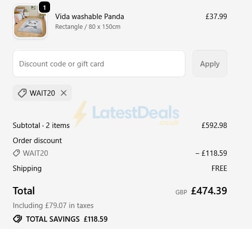 Screenshot of the Woven discount code working