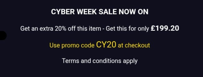 Screenshot of the Garden Furniture World discount code working