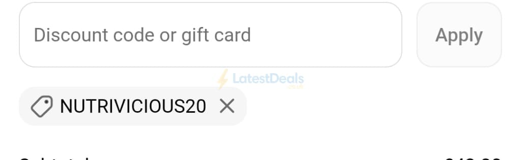 Screenshot of the Biomel discount code working