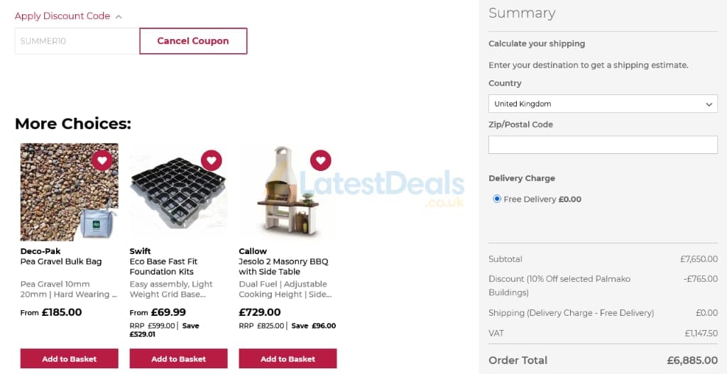 Screenshot of the Simply Log Cabins discount code working